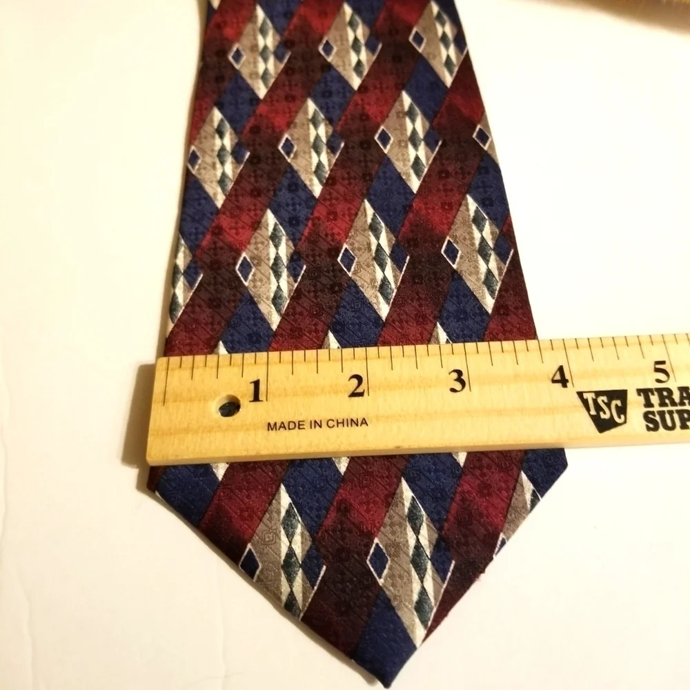 Stafford Exec Tie Woven USA Import Silk Tipped Bar & Slip String Red Blue 54